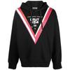 Versace FW22 Gestreifter Kapuzenpullover mit Buchstaben-Detail und Kordelzug Langarm-Sweatshirt Herren Sweatshirt Schwarz 73GAIP10-CF00P-899