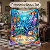 Mermaid Theme Throw Blanket Custom Name Text Personalized Blanket Soft Cozy Blanket for Home Sofa Bed
