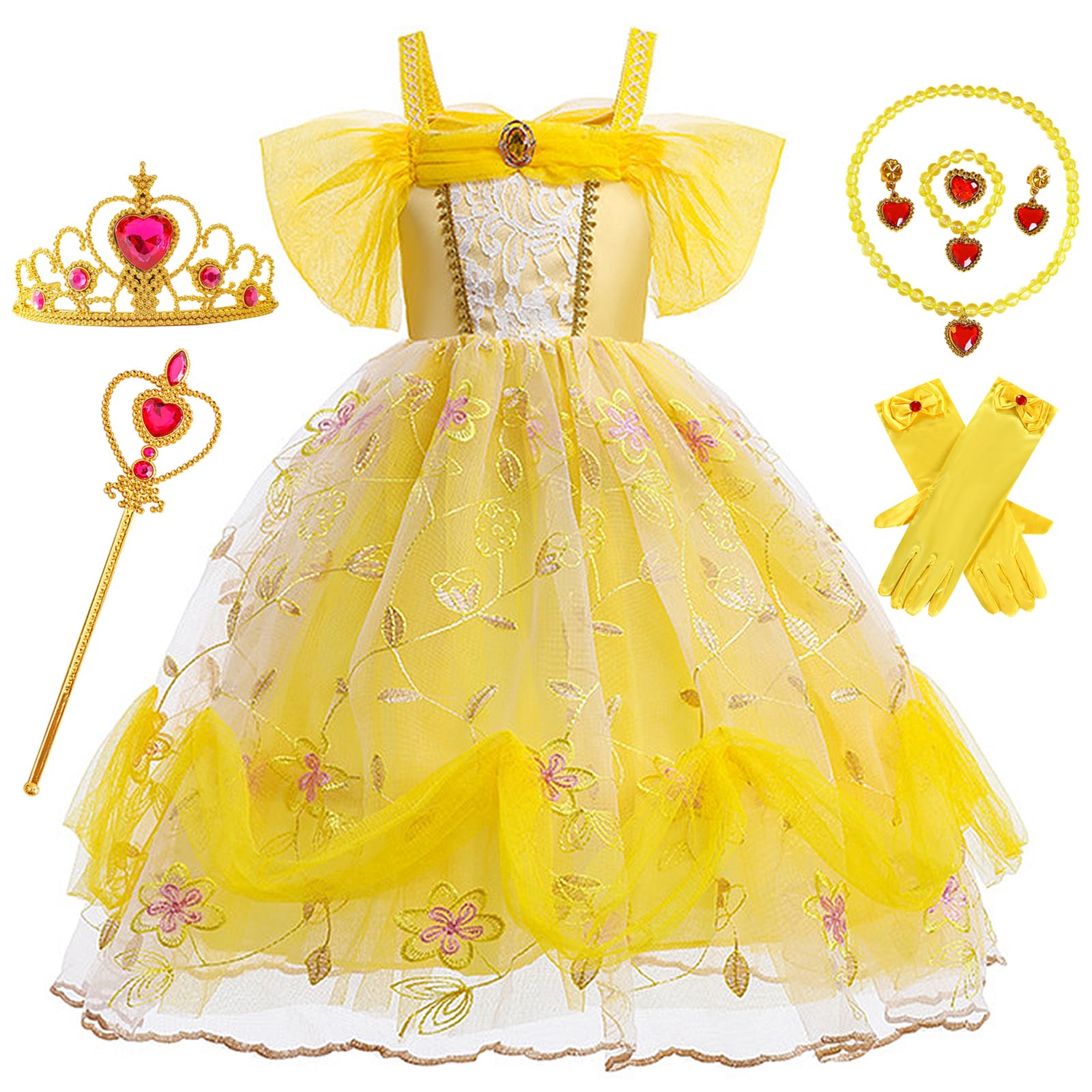 

Косплей Белль Принцессы Хэллоуин Детский Костюм Белль Принцессы для Мероприятия, Сценический Костюм, День Рождения, Роскошные Аксессуары [Mprocen] Платье, Детский Костюм,