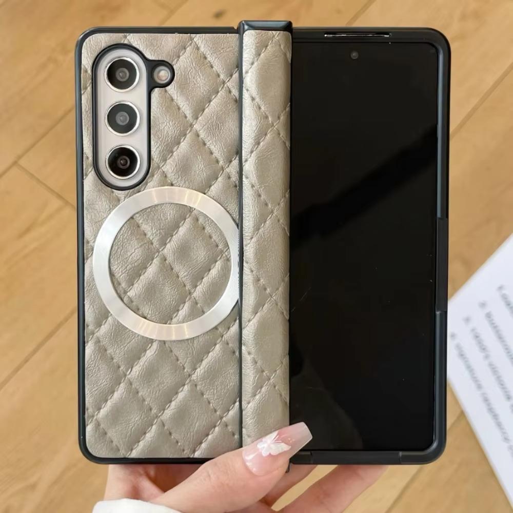 Luxury Business Sle Retro Soft Leather Hinge Phone Case for Samsung Z Fold 7 6 5 4 3 Magnetic Shockproof Protective Back Cover