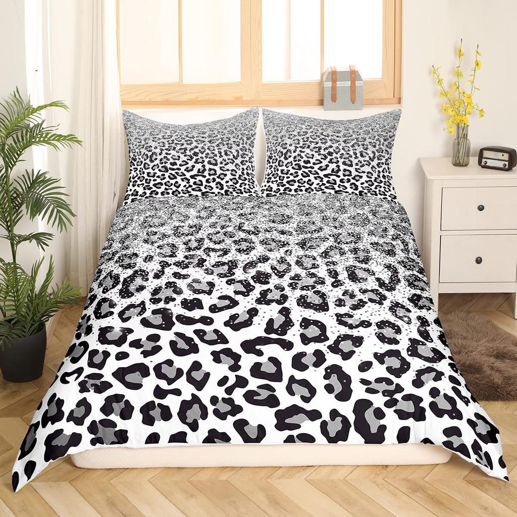 Purple Leopard Print Duvet Cover Color Bedding Set Three-Piece 3D Digital Printing Kit
