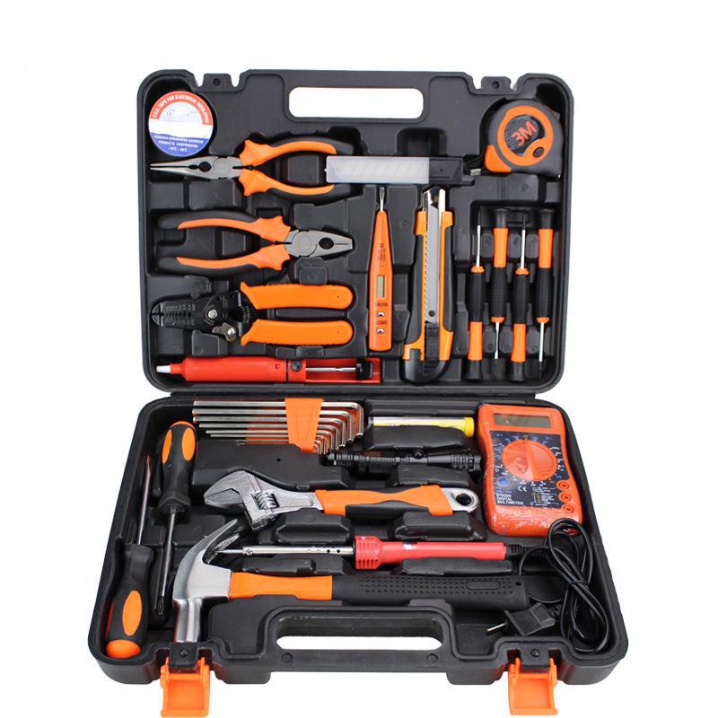 Household Hardware Tool Set: Electric & Impact Drill Combo with Toolbox for Vehicle Repair