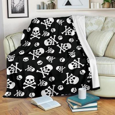 Schwarz-weiße Totenkopf-Decke, 3D-gedruckte Decke, Flanelldecke, Überwurf, Decke, weiche Sofadecke