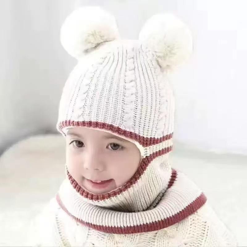 Plüsch-Babyschal, zweiteiliges Mützenset, Winterbabymütze, warmer Ohrenschützer für Männer und Frauen, Überziehmütze, niedlich und niedlich.