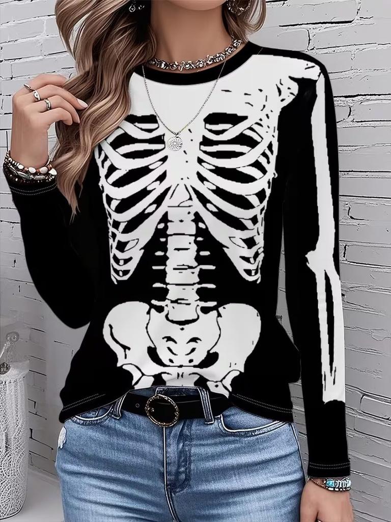 Spring Autumn Long Sleeve O-Neck Women T Shirts 3D Print Streetwear Casual Loose Tops Tees Plus Size