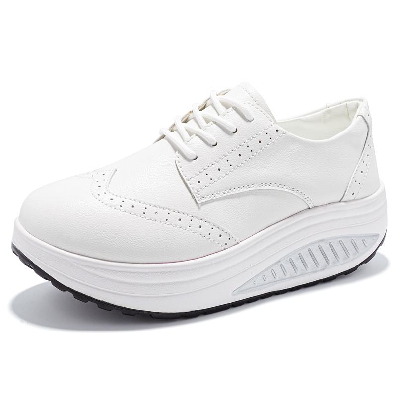 

Women s Brogue Sneakers Height Increase White Leather Platform Casual Black Thick Sole Elevator Shake Shoes EU:40 белый
