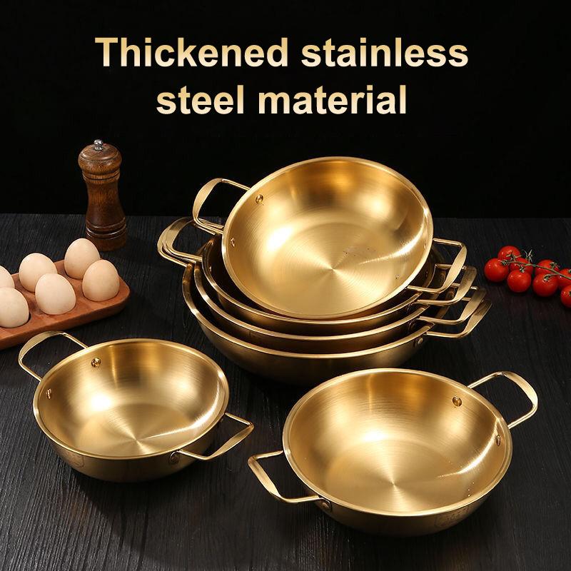 Stainless Steel Dry Pot Instant Noodle Lamian Noodles Pot Seafood Golden Noodle Pot Small Soup Pot Instant Noodles Two Ear Pot