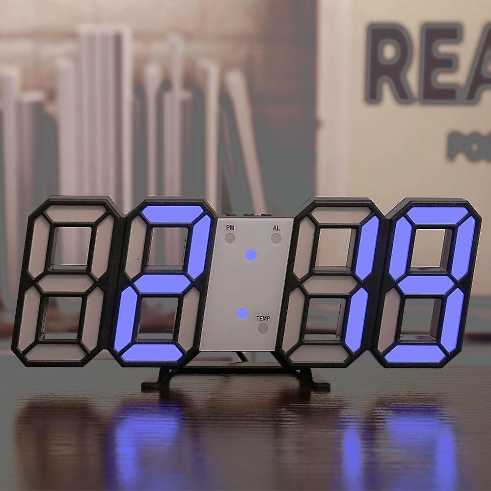 3D LED Digital Clock with Alarm, Calendar, and Thermometer for Living Room Wall