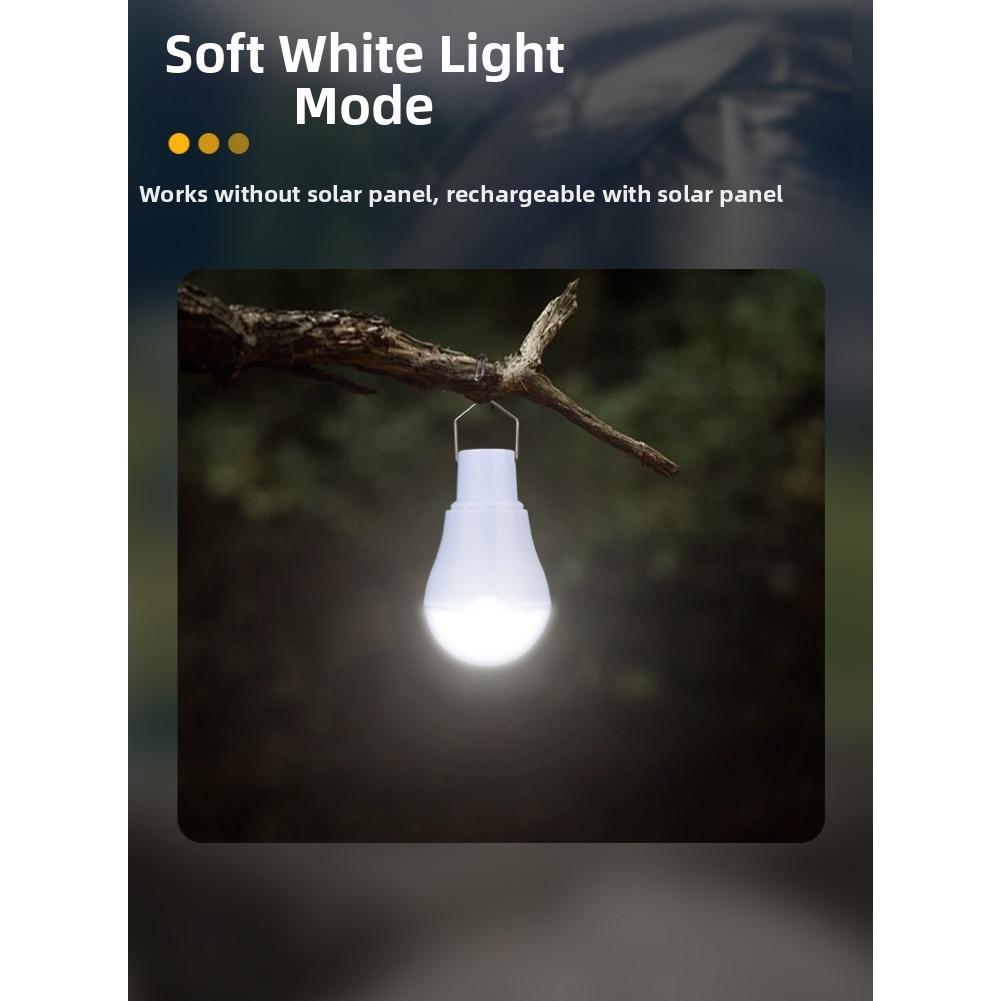 200lm Solar Powered LED Lamp with External Solar Panel for Off Grid Camping Lighting Portable Waterproof 12.9x6cm