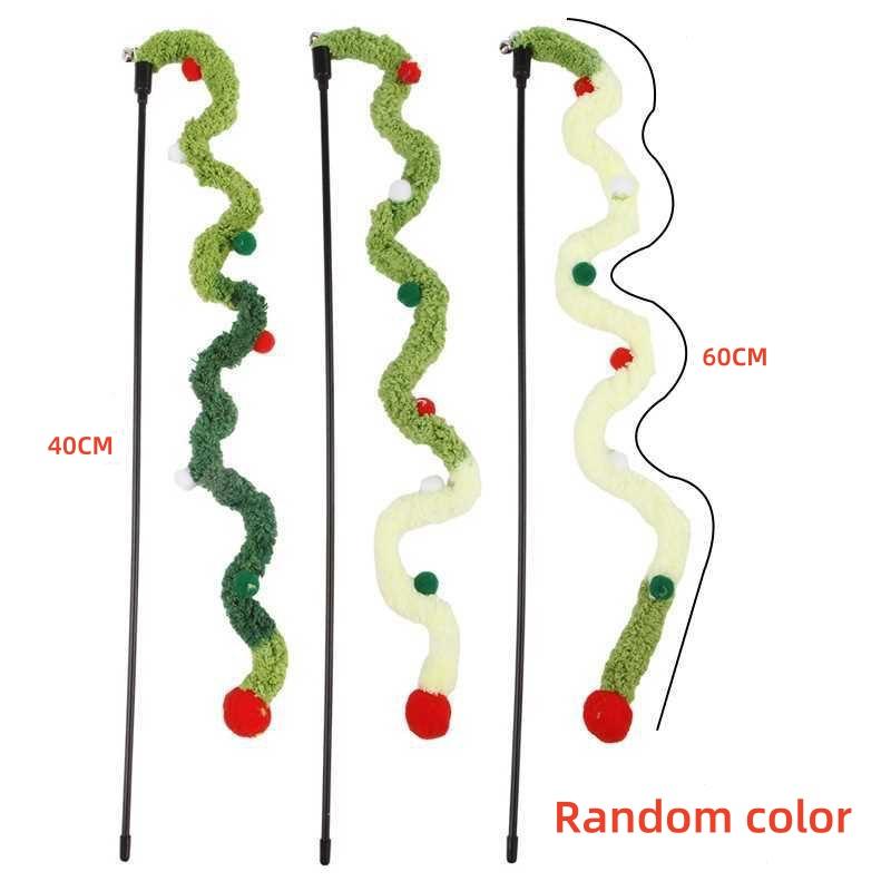 Cat Interactive Toys Funny Caterpillar Colorful Rod Christmas Cat Toys Fur Ball Cat Toys Pet Supplies (as the picture,1 PCS)