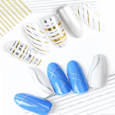 Striscia per unghie a forma di mezzaluna Effetto 3D Ultrasottile Nastro adesivo oro rosa per nail art Linee di design per manicure per donna