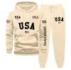 Men's Large Size Solid Color Printed Sweatshirt Set Men's Casual Sports Suit Sweatshirt Set