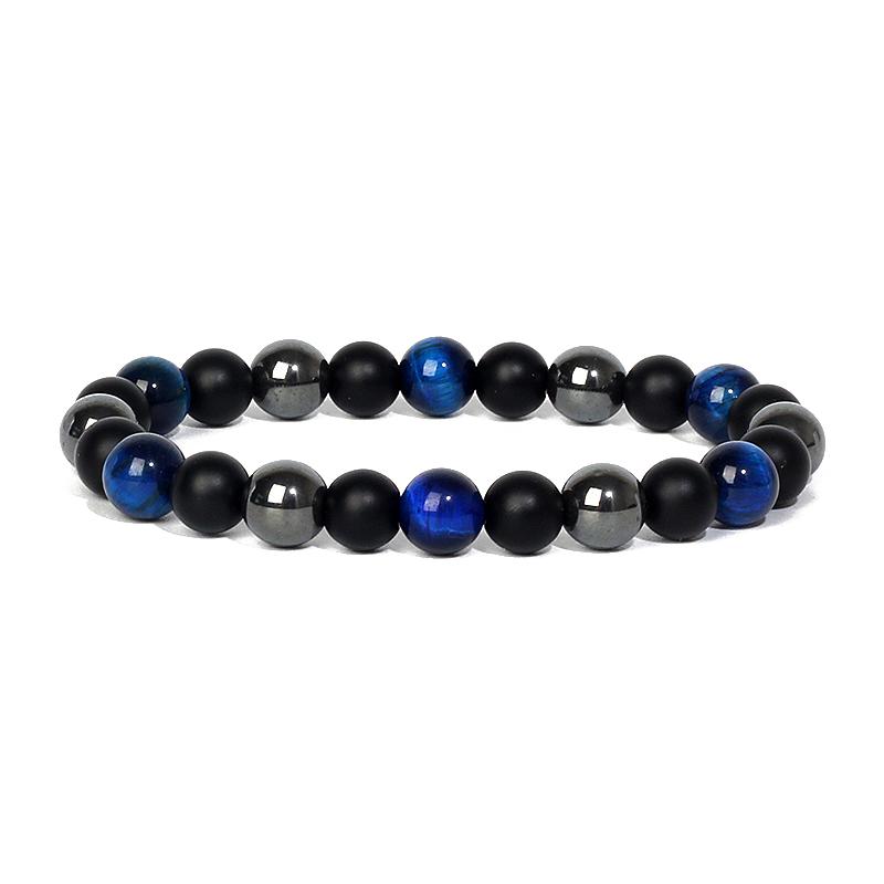 Facted Obsidian Hematite Tiger Eye Bracelets for Magnetic Health Protection Soul Jewelry Nature Stone Beads Bracelet Men Pulsera