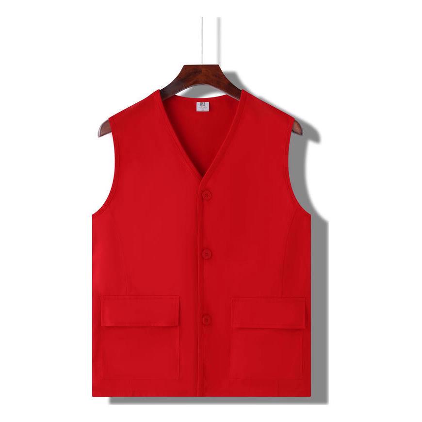 

All-Cotton Multi-Pocket Logo Volunteer Work Vest 4XL червоний