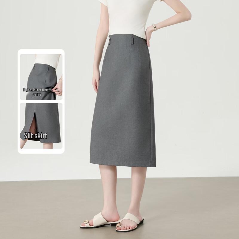 Elegant Minimalist Midi A-Line Skirt L