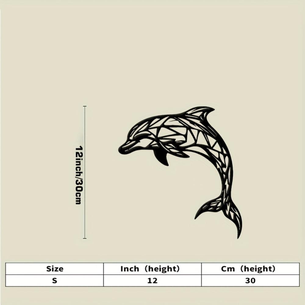 

Black Metal Dolphin Wall Sculpture Jumping Iron Marine Art Outdoor Decor Swimming Figurine Living Room Patio Gift for Dolphin Lovers S-30cm/12inch