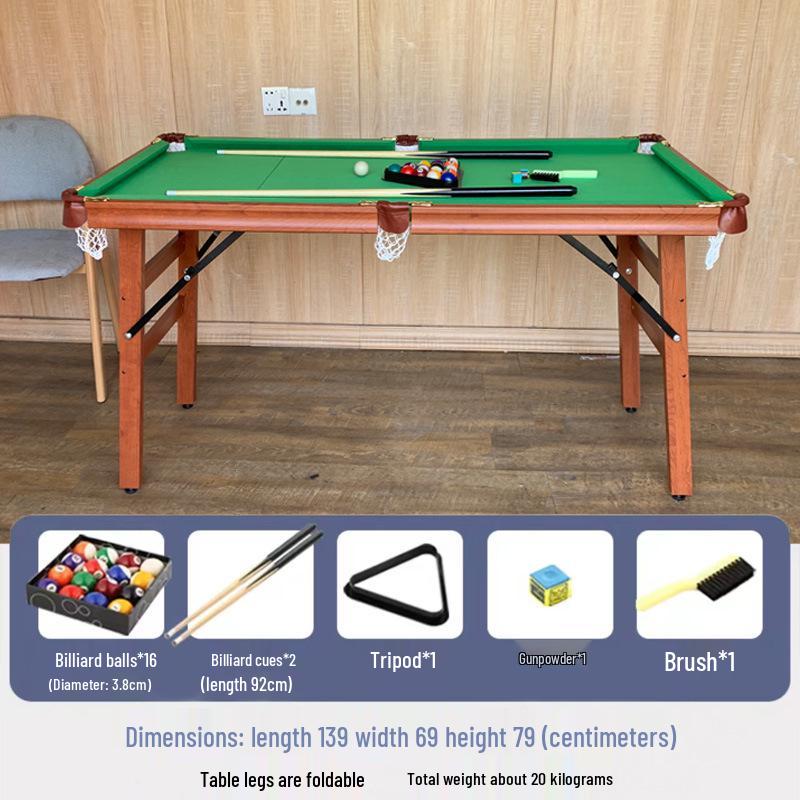 Foldable 2-in-1 Kids Pool & Ping Pong Table - Indoor American Black Eight Style