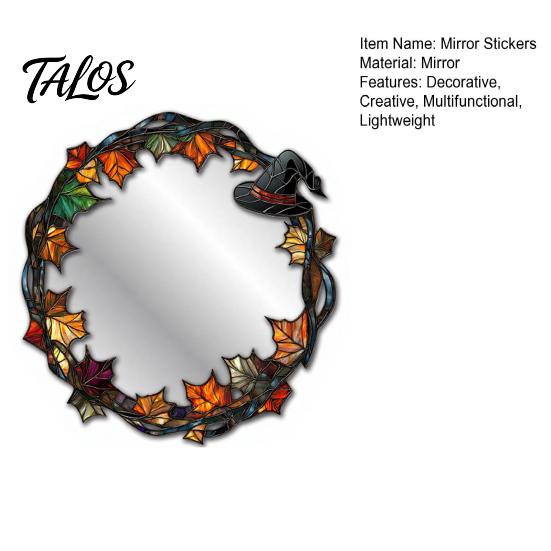 Decorative Mirrors for Entryway Halloween Mirror Wall Stickers with Spiders/Skeletons/Pumpkins, Retro Hanging Home Accents Ornament, Lightweight