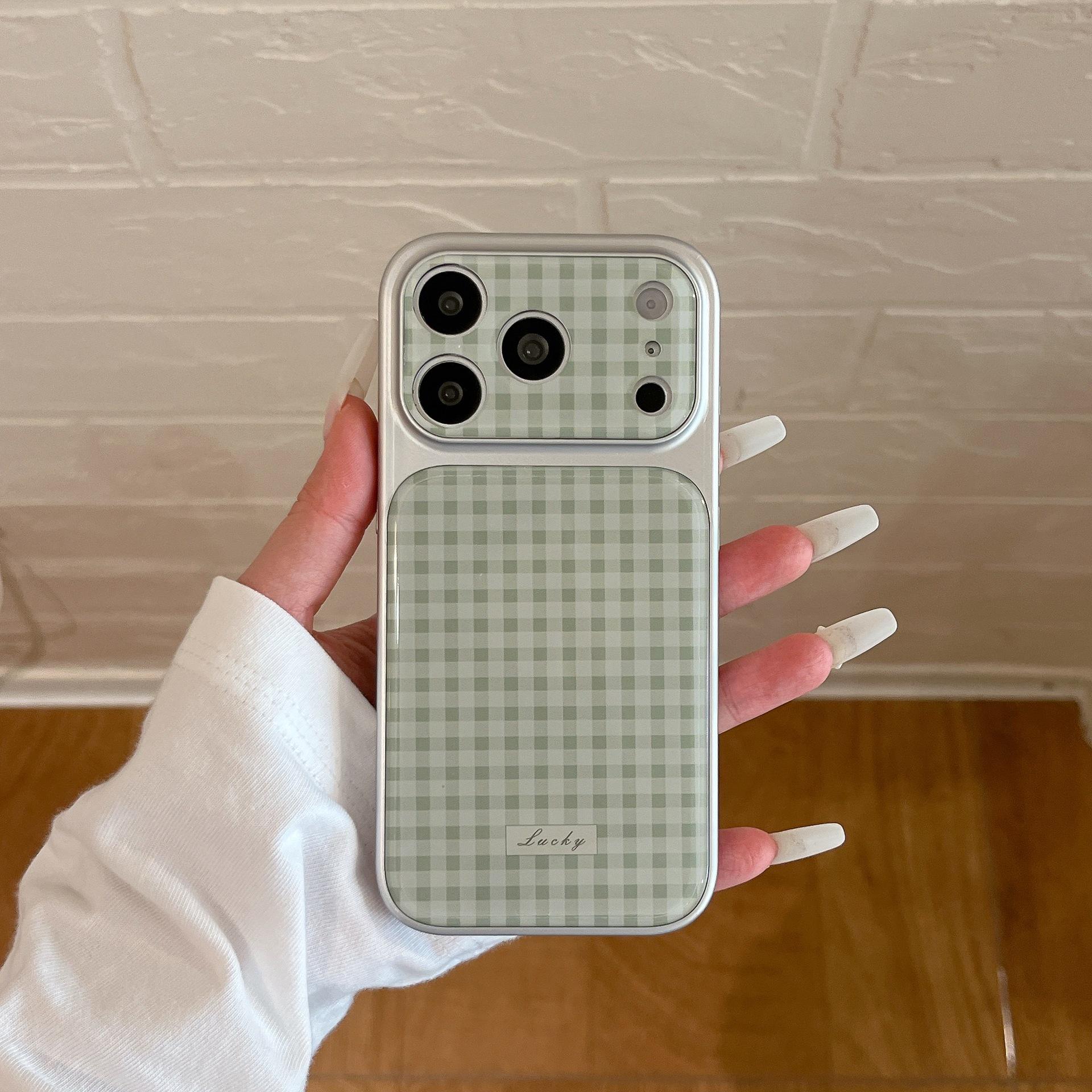 Acrylic Ice Feel Light Green Plaid Phone Case for Apple Injection Mold серебряный