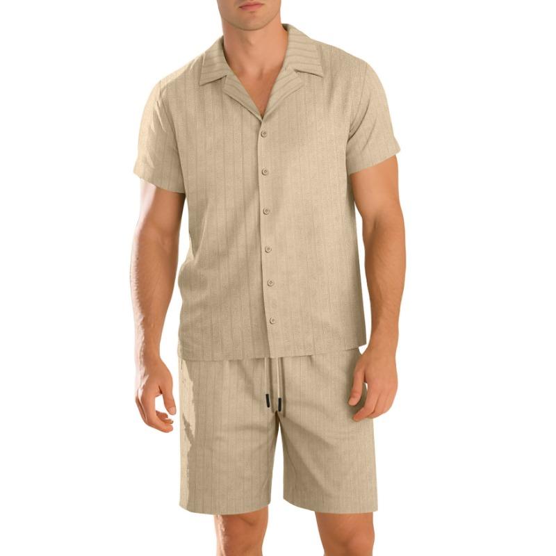 Men S Casual Breathable Mesh Drawstring Shorts Set Short Sleeve Top