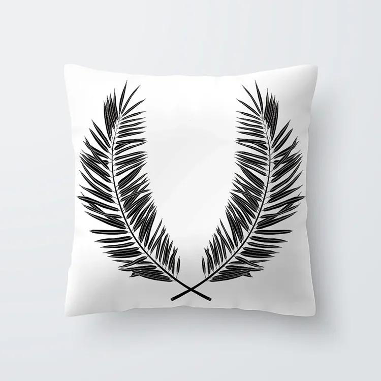 Heimdekoration Nordisch Tropisch Schwarz und Weiß Pflanzen Geometrie Druck Polyester Kissen Kissen Kissen