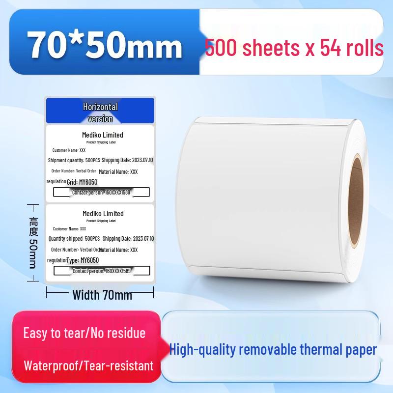 Waterproof Synthetic Thermal Label Paper 60x40 - Freezer Safe, Self-Adhesive, Durable