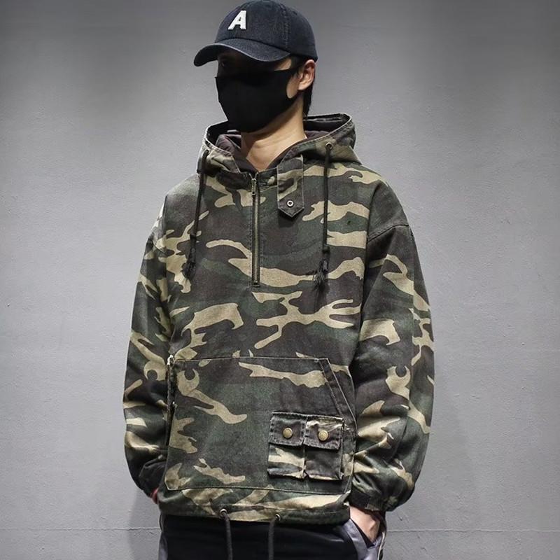 Men's Autumn/Winter Camouflage Hooded Workwear Jacket - American Retro Trend
