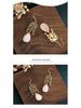 Retro National Trend Cloisonné Enamel Earrings with Southern Red Agate and White Jade for Hanfu Costumes