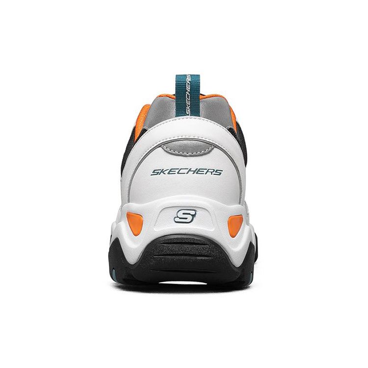 Skechers D'LITES 2.0 Herren Weiß Schwarz Orange Niedrig geschnitten Freizeitschuhe Netzstoff Synthetikleder Komfort Vielseitig 666151-WBOR