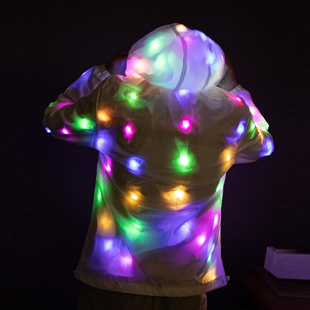 Mens Womens Colorful Glowing Jacket Led Colorful Luminous Clothing(Ship Without Battery )