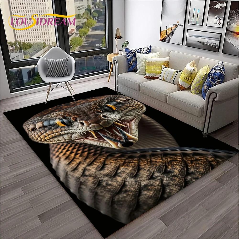 Gothic Serpent Viper 3D Python Snake Carpet Rug for Home Living Room Bedroom Sofa Doormat Decor,kids Area Rug Non-slip Floor Mat