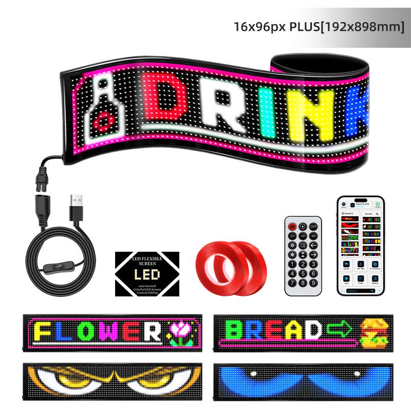 Inteligentny ekran LED do samochodu: Bluetooth sterowany aplikacją, elastyczny wyświetlacz w pełnym kolorze do okien i drzwi