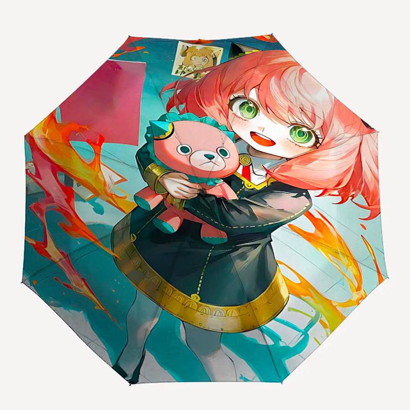 1pc Anime Character Inspired Outdoor Umbrella - Automatic Opening/Closing, Portable 3-Fold Design with 8-Bone Iron Frame, Perfect Gift for Fans, Trave