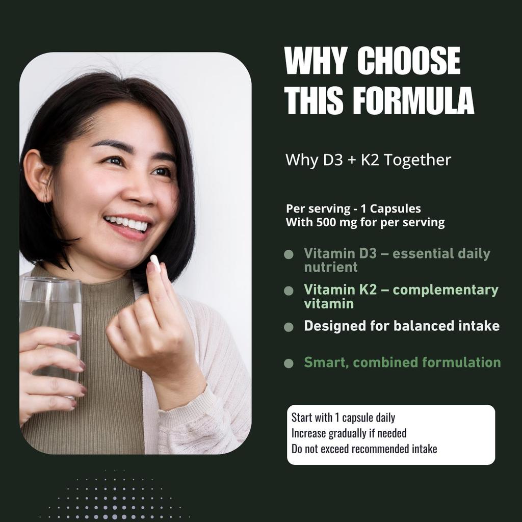 Vitamin D3 + K2 Capsules | Dietary Supplement