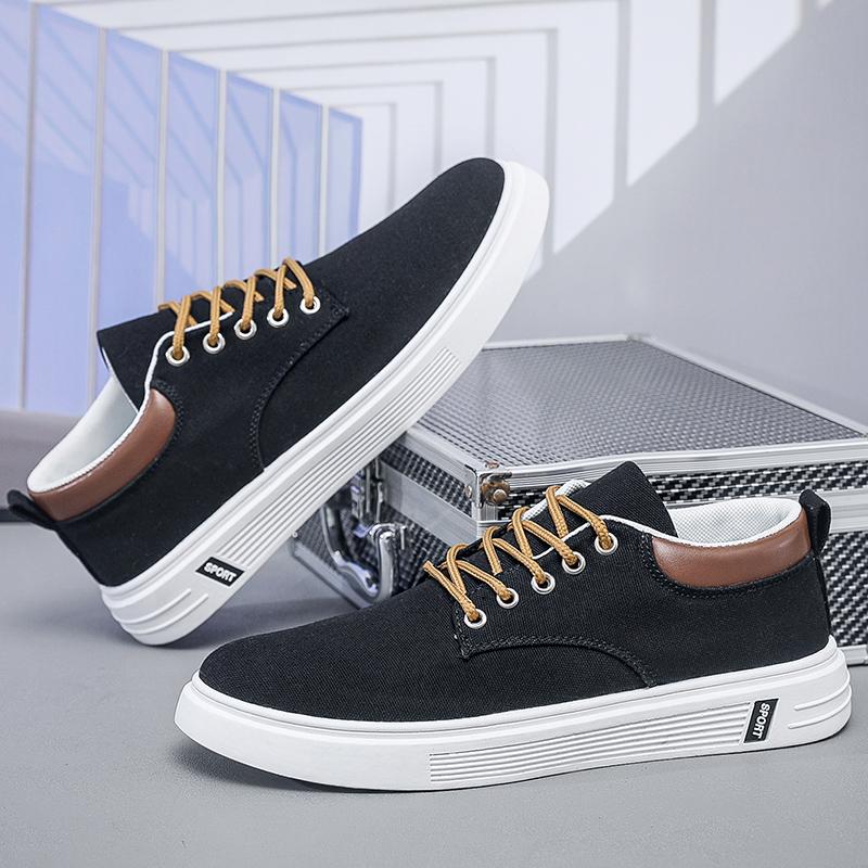 Men Canvas Shoes Lace-Up Casual Sneakers Autumn Flat Sole Breathable Walking Shoes Daily Streetwear Footwear 39-44 cheap