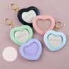 Cute Heart Shape Badge Holder Keychain Anime Pin Pendant PU Leather Display Protector Bag for Students and Collectors