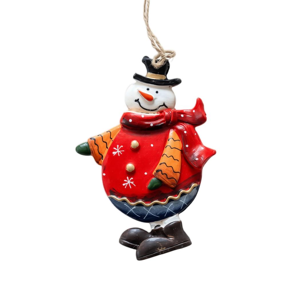 Retro Snowman Christmas Ornament, Resin Hanging Decoration for Holiday Tree