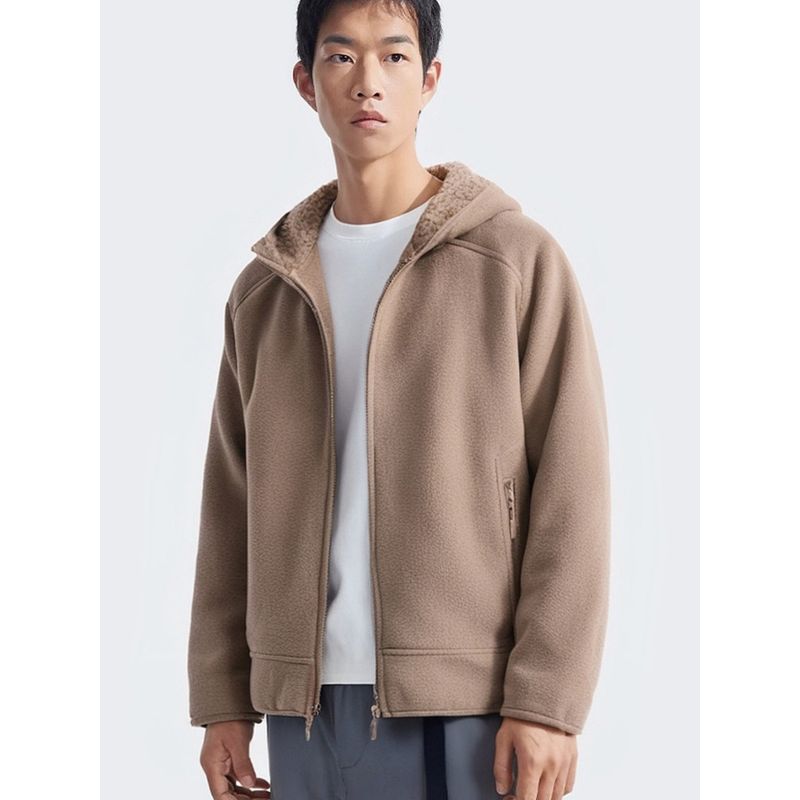 Berber Fleece Outerwear Men's Winter Fleece-lined Thickened Hooded cardigan Double-sided Polar Fleece Hoodie Foreign Trade Men's Clothing Jacket