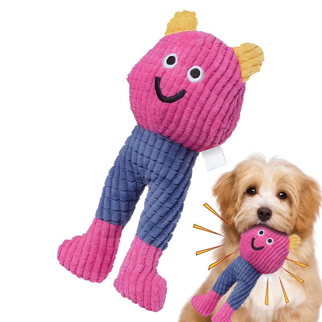 Dog& Squeaky Chew Toys-Soft Yarn Plush &Long Leg Baby Dog and Catnip Toy with Squeakers & Crinkle Paper Gift for Small