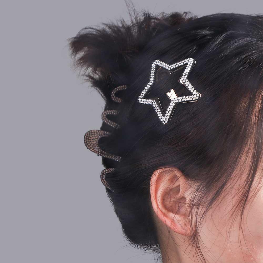 Metal Rhinestone Star BB Clip\ Y2k Hollow Hair Clip Bling Star Side Clip Party
