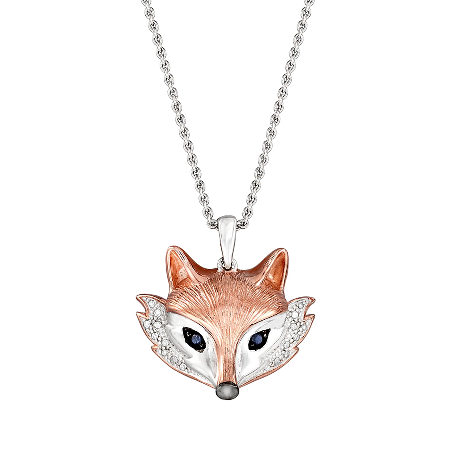 

Blue Sapphire Fox Face Pendant - 925 Sterling Silver