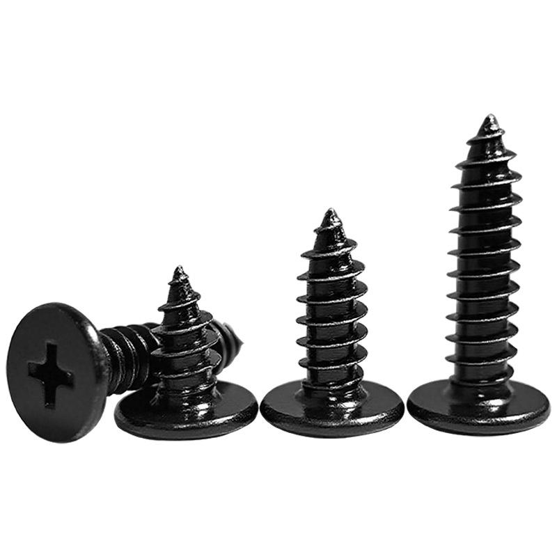 Carbon steel black oxide large flat head self-tapping screw