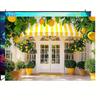 2D Bright Lemon Tree Backdrop, Yellow Potted Lemon Porch Wall Decor for Spring