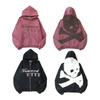 Skull 3D Print Zip-Up Hoodie Men Women Casual Hip Hop Loose Fit Sweatshirt