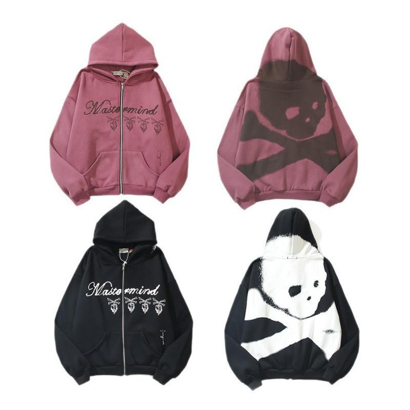 Skull 3D Print Zip-Up Hoodie Men Women Casual Hip Hop Loose Fit Sweatshirt