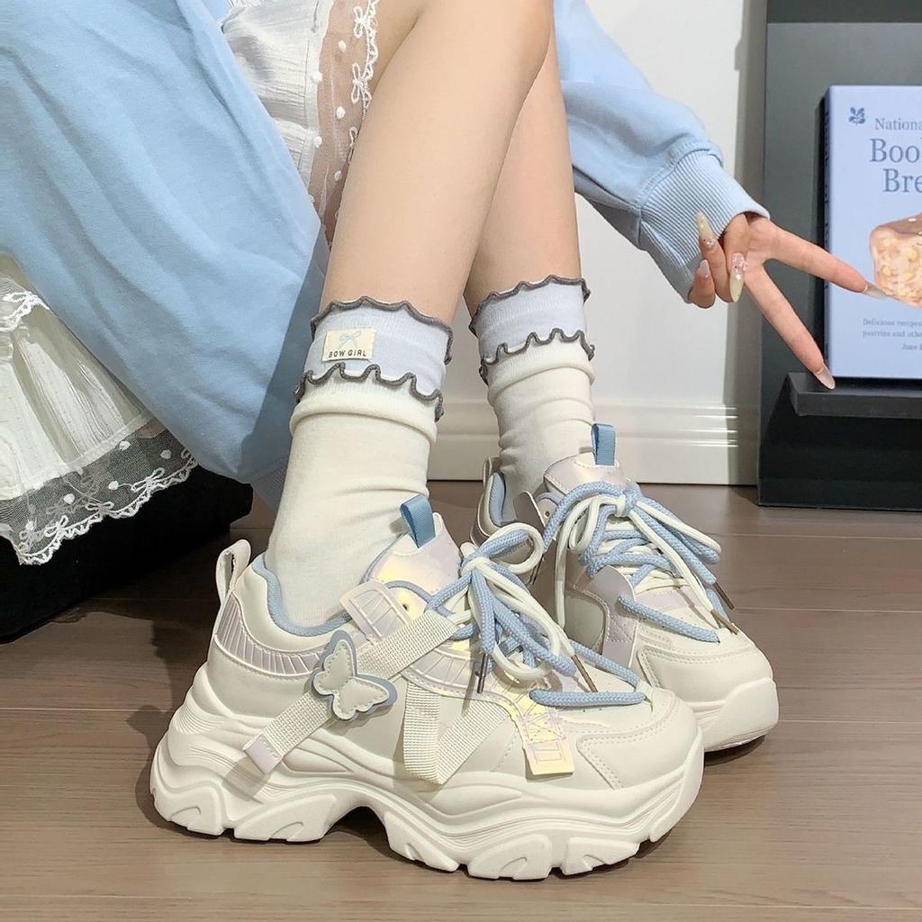 High-value butterfly dad shoes ins trendy new heightening lightweight sports dad shoes