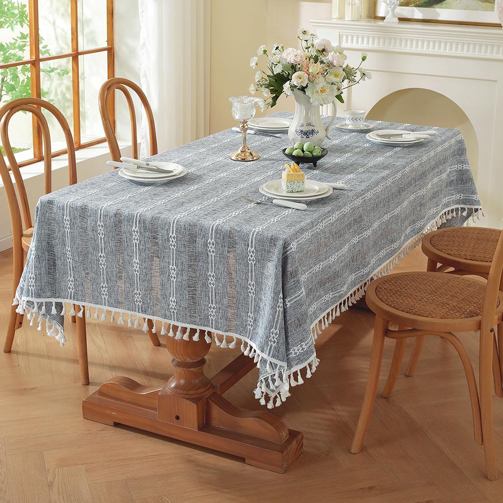 Nordic Hot-Selling Miss Wind Dining Table Tablecloth Imitation Cotton And Linen Coffee Table Cloth Rectangular Hollow Model Jacquard Tablecloth Cover