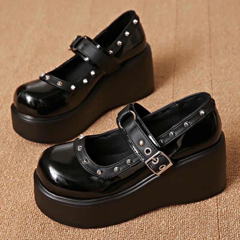 Fashion Shoes Female 2025 Brand Buckle Strap Women's High Heels Fashion Shallow Dress New Rivet Plus Size Best Seller Mary Jane Shoes