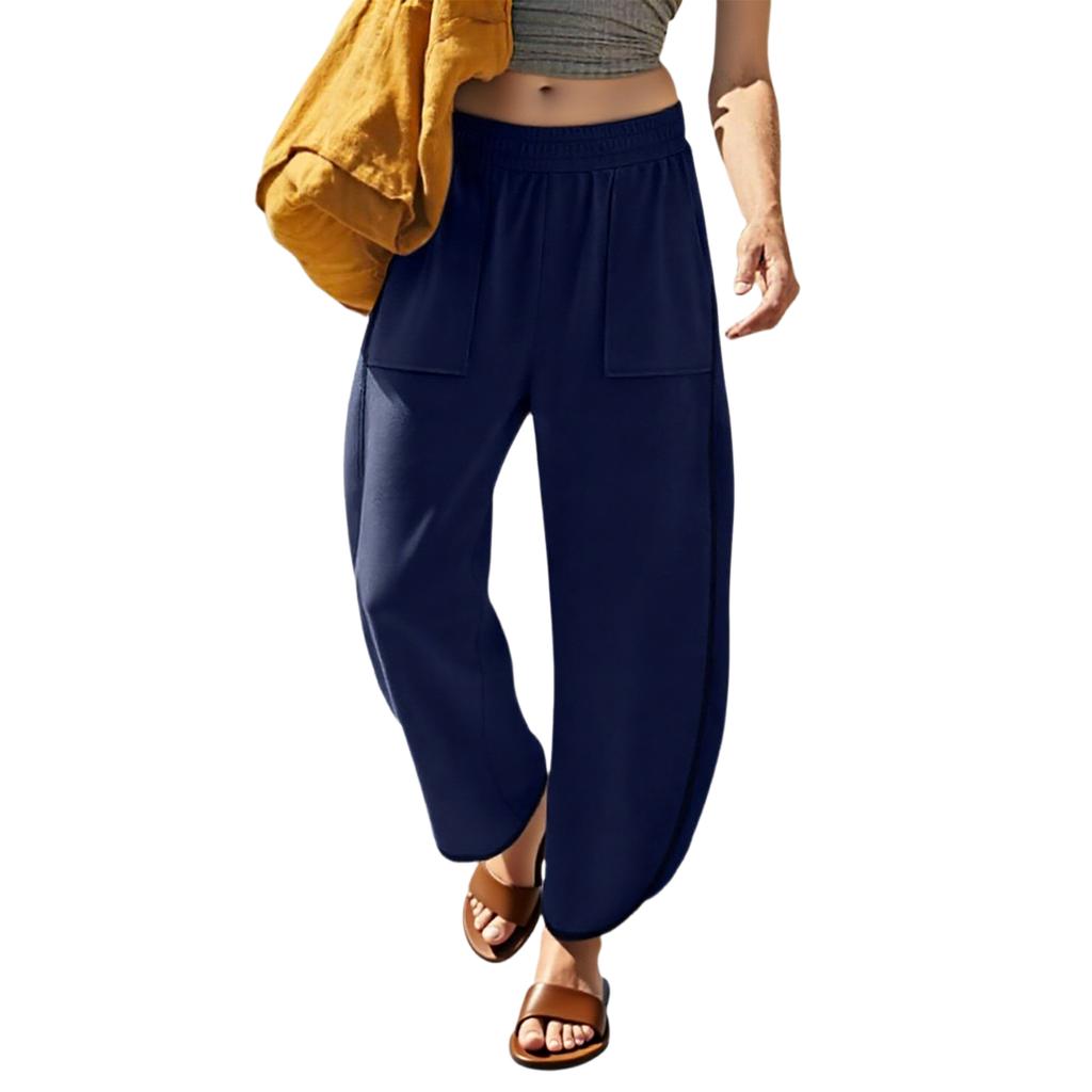 Women's Loose Wide Leg Sports Pants Casual Stretch High Waist Wide Leg Pants With Pockets