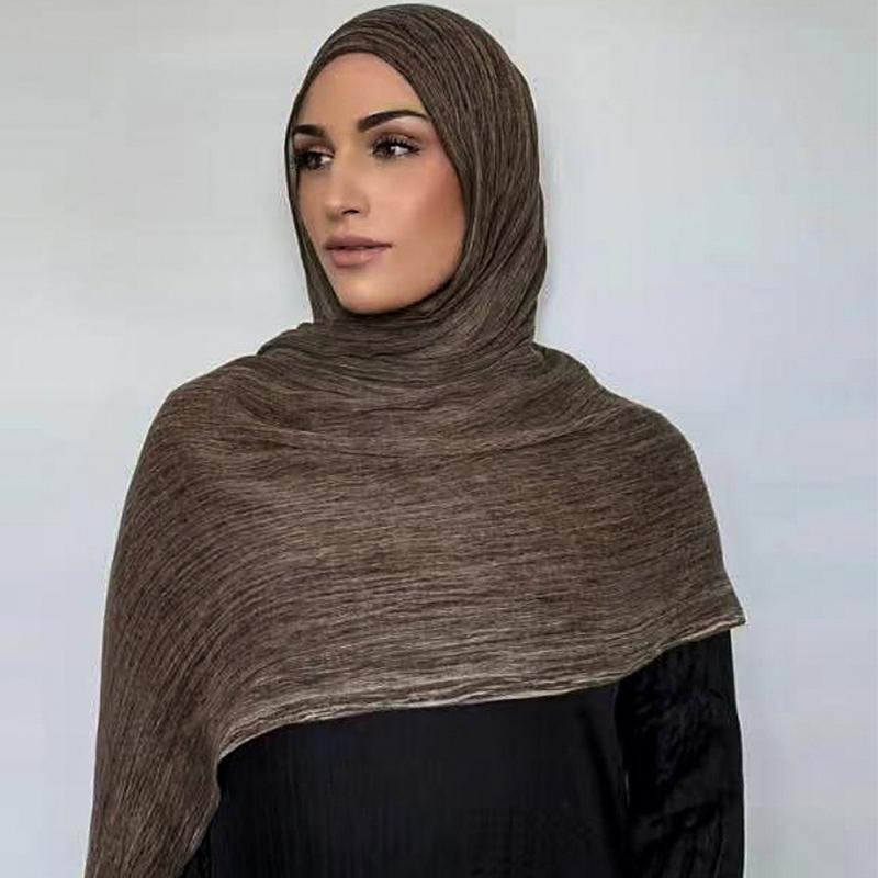 180*65cm Batikové mačkané viskózové hidžáby pro ženy Muslimský šátek Šály Jednobarevné Dámské Prodyšná čelenka Turban Femme Ramanda